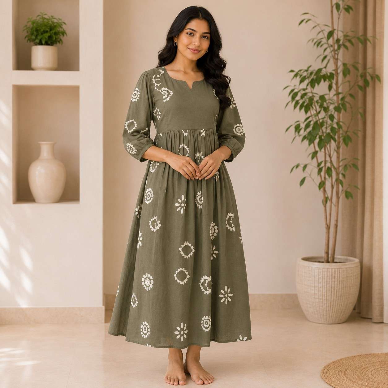 Olive Bloom Feeding Frock