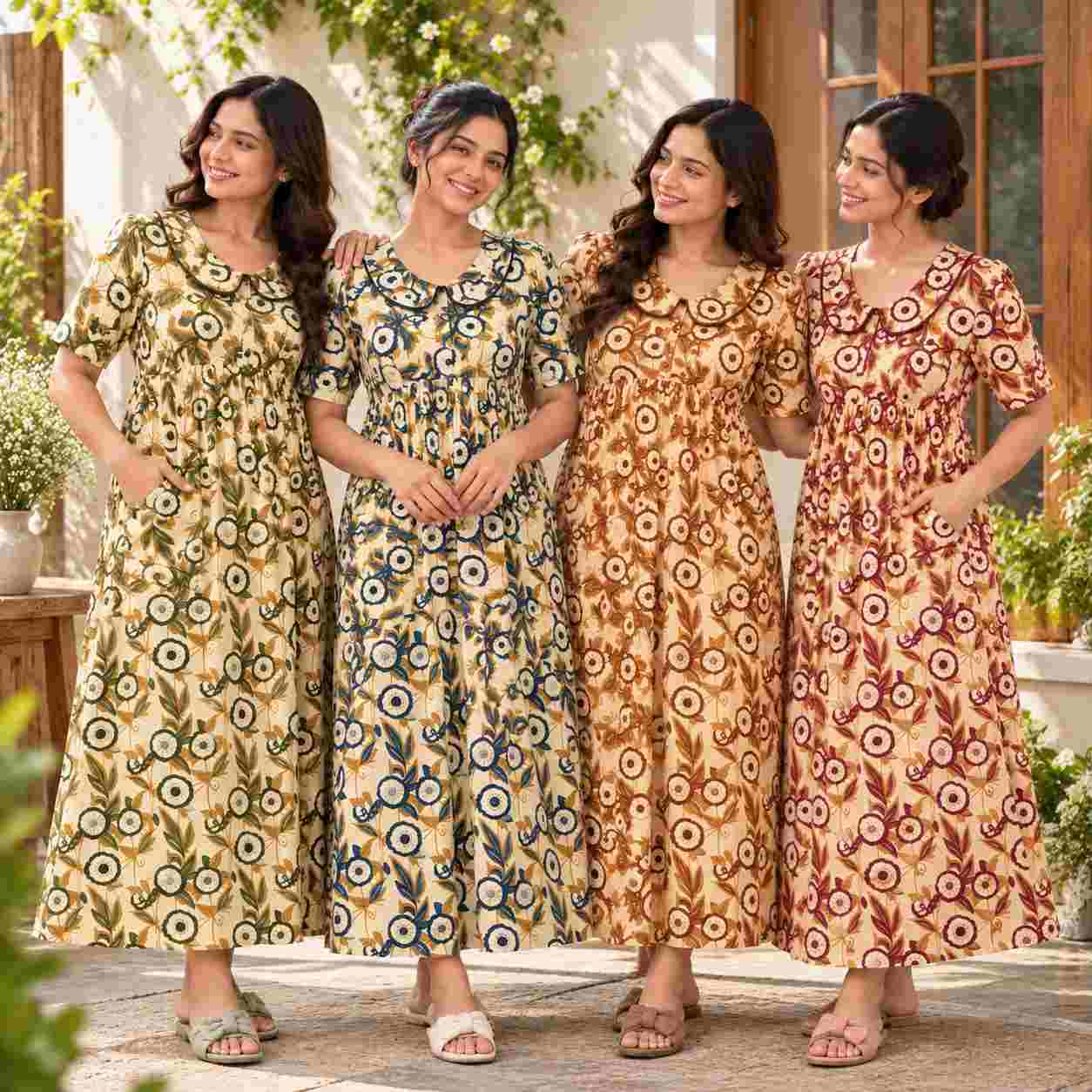 Autumn Bloom Cotton Frock Nighty